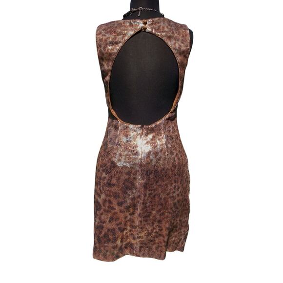 Cache Animal Print Sequin Encrusted Open Back Event Dress Lined New $158 NWT - Picture 7 of 7